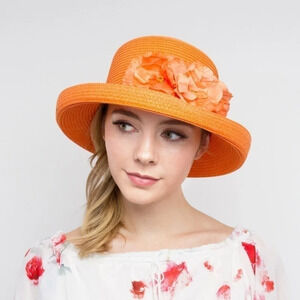 Braided Roll Brim Womens Derby Summer Beach Flower Sun Hat